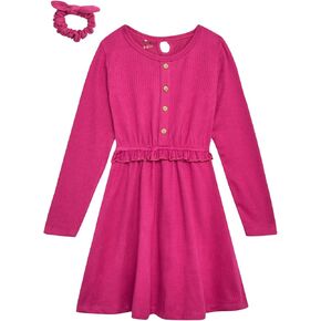 dELiA*s Girls Dress - Cute Long Sleeve Easter Dress for Girls with Matching Scrunchie for Church or Casual Wear (Sizes 7-16) in Kuwait