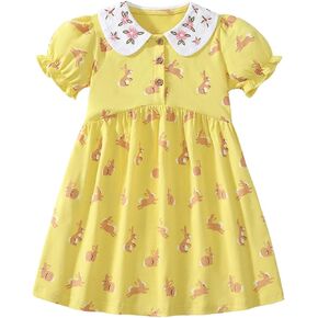 Toddler Girls' Cotton Casual Summer Dress Short Sleeve Summer Dress in Kuwait