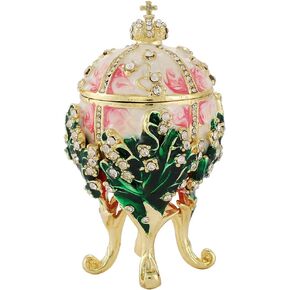 QIFU Small White Pink Easter Egg Style Enamel Trinket Box, Unique Gift for Family in Kuwait