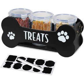 WGFKVAS Dog Treat Container شملت 3 جرار محكمة الإغلاق مع 1000 مل ، حاوية تخزين طعام الكلاب هدية منظم الأليفة للحيوانات الأليفة لأصحاب قطط الحيوانات الأليفة in Kuwait