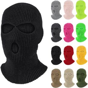 Pukavt 3 Hole Winter Knitted Mask, Full Face Cover Ski Mask Warm Balaclava for Skiing, Motorcycle, Snowboard Army Green in Kuwait