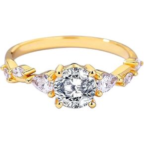14K الذهب على خواتم الخطبة S925 للنساء | 1 قيراط خاتم الماس جولة VVS2 D-Color | 4 تصميم المخلب | هدية مثالية للعرائس in Kuwait