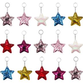15 Pcs Star Charm Keychains Glitter Sequin Key Chains Sparkle Shiny Keychains Small Bling Keyrings Decorative Cute Keyrings Handbag Hanging Keychains in Saudi Arabia