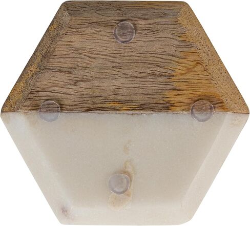 Creative Co-op Marble & Mango Wood Hexagon Coasters (مجموعة من 4 قطع) in Kuwait