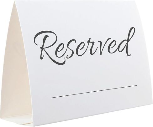 20 Pack Modern Reserved Table Sign With Name Line - Reserved Signs For Wedding - White Reserved Signs - Wedding Accessories - Tent Cards For Reserving Seats & Places - Place Cards for Party, Event in Kuwait