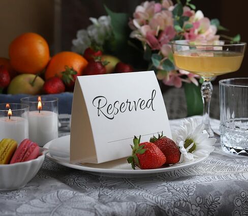 20 Pack Modern Reserved Table Sign With Name Line - Reserved Signs For Wedding - White Reserved Signs - Wedding Accessories - Tent Cards For Reserving Seats & Places - Place Cards for Party, Event in Kuwait