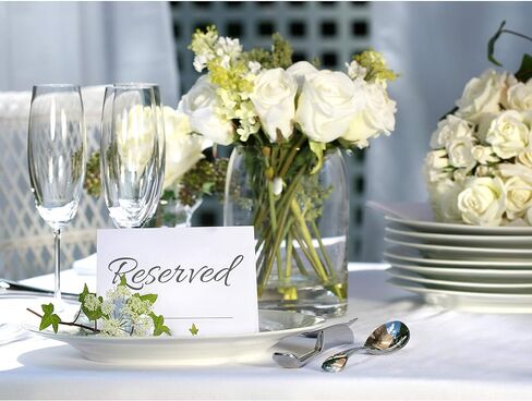 20 Pack Modern Reserved Table Sign With Name Line - Reserved Signs For Wedding - White Reserved Signs - Wedding Accessories - Tent Cards For Reserving Seats & Places - Place Cards for Party, Event in Kuwait