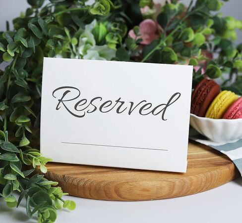 20 Pack Modern Reserved Table Sign With Name Line - Reserved Signs For Wedding - White Reserved Signs - Wedding Accessories - Tent Cards For Reserving Seats & Places - Place Cards for Party, Event in Kuwait