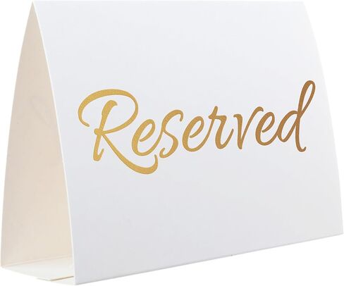 20 Pack Modern Reserved Table Sign With Name Line - Reserved Signs For Wedding - White Reserved Signs - Wedding Accessories - Tent Cards For Reserving Seats & Places - Place Cards for Party, Event in Kuwait