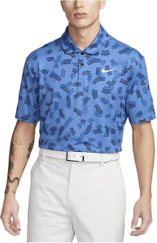 Nike Men's Dri-Fit Tour Micro Print Golf Polo ، Star Blue/White ، XL in Kuwait