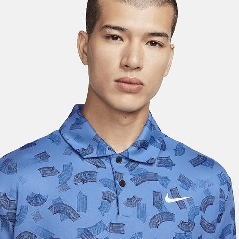 Nike Men's Dri-Fit Tour Micro Print Golf Polo ، Star Blue/White ، XL in Kuwait