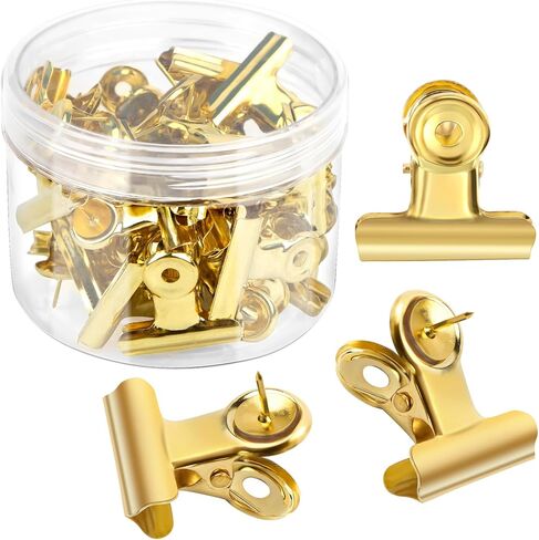 AUEAR, 30 Pack Metal Push Pin Clips Bulldog Clips Heavy Duty Clips Thumb Tacks with Clips for Cork Boards Bulletin Boards and Cubicle Walls Silver in Saudi Arabia