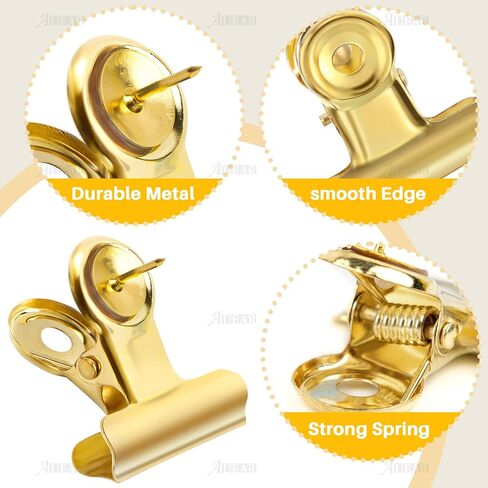 AUEAR, 30 Pack Metal Push Pin Clips Bulldog Clips Heavy Duty Clips Thumb Tacks with Clips for Cork Boards Bulletin Boards and Cubicle Walls Silver in Saudi Arabia