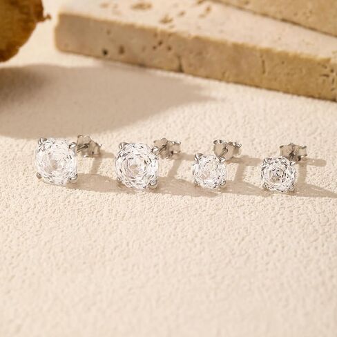 S925 Sterling Silver Rose Cut CZ Stud Earrings for Women – Dainty & Romantic Minimalist Jewelry in Saudi Arabia