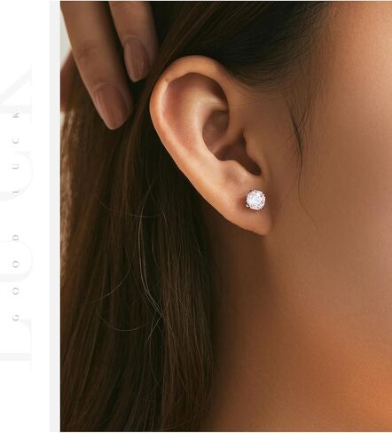 S925 Sterling Silver Rose Cut CZ Stud Earrings for Women – Dainty & Romantic Minimalist Jewelry in Saudi Arabia