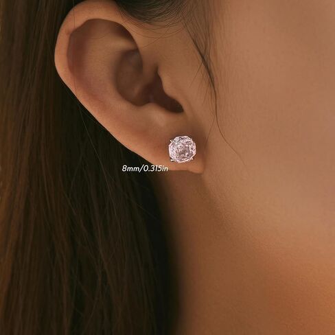 S925 Sterling Silver Rose Cut CZ Stud Earrings for Women – Dainty & Romantic Minimalist Jewelry in Saudi Arabia