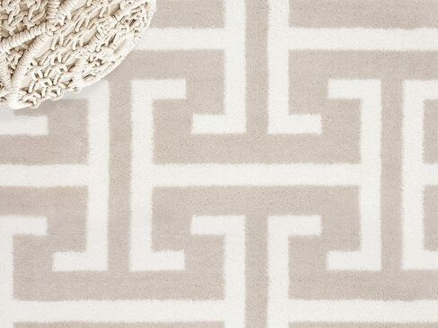 Abani Contemporary 3D Beige & White Modern Greek Key Pattern Area Rug - Geometric Meander 5'3" x 7'6" Arto Collection Neutral Rug Rugs in Kuwait