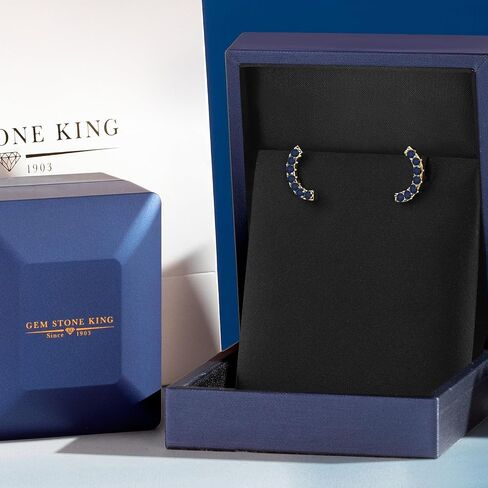 Gem Stone King 18K Yellow Gold Plated Silver Round 2MM Gemstone Stud Ear Crawler Earrings for Women in Saudi Arabia