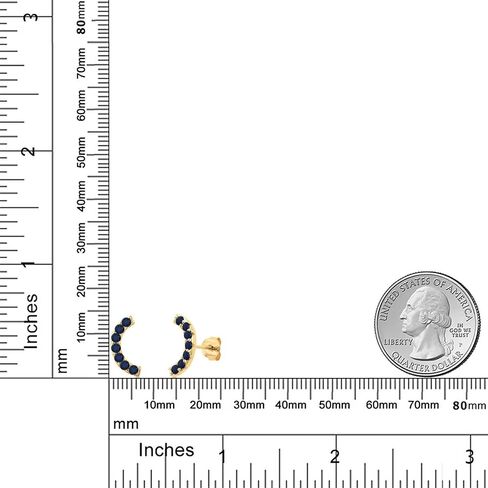 Gem Stone King 18K Yellow Gold Plated Silver Round 2MM Gemstone Stud Ear Crawler Earrings for Women in Saudi Arabia