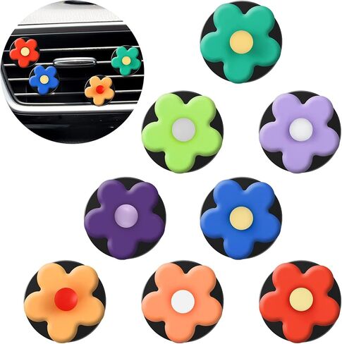 Frienda 8 Pieces Daisy Flower Air Freshener Cute Flower Car Clips Air Vent Clip Car Accessories Interior Decor for Women Girls Charm Colorful Air Vent Decorations(Vibrant Colors) in Saudi Arabia