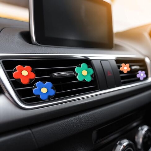 Frienda 8 Pieces Daisy Flower Air Freshener Cute Flower Car Clips Air Vent Clip Car Accessories Interior Decor for Women Girls Charm Colorful Air Vent Decorations(Vibrant Colors) in Saudi Arabia