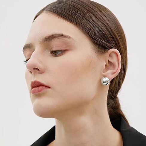 Half Ball Dome Stud Earrings for Women Gold Plated Hypoallergenic Nickel Free Polished Round Post Pin Studs Minimalist Simple Fashion Mother's Day Birthday Jewelry Gifts in Saudi Arabia