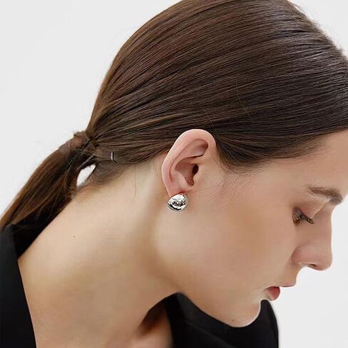 Half Ball Dome Stud Earrings for Women Gold Plated Hypoallergenic Nickel Free Polished Round Post Pin Studs Minimalist Simple Fashion Mother's Day Birthday Jewelry Gifts in Saudi Arabia