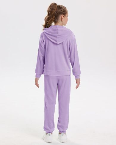 Stelle Girls Velour Tracksuits 2 Piece Sweatsuit Outfit Zip Up Hoodie and Jogger Sweatpants Athletic Clothing Sets in Kuwait