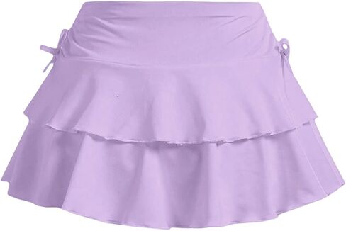 Girls Summer Tennis Tiered Skirts Athletic High Waisted Ruffle Mini Skirts with Shorts in Kuwait