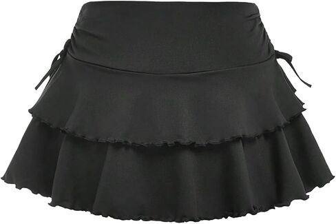Girls Summer Tennis Tiered Skirts Athletic High Waisted Ruffle Mini Skirts with Shorts in Kuwait