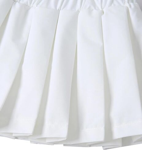 Girls Summer Tennis Tiered Skirts Athletic High Waisted Ruffle Mini Skirts with Shorts in Kuwait