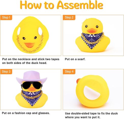 Wonuu Dashboard Decoration Hat Hat Rubber Rubber Duck ، حلي البط مع Mini Colorful Hat Necklace Sunglaces Diarf (Brown) in Kuwait