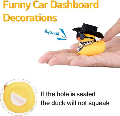 Wonuu Dashboard Decoration Hat Hat Rubber Rubber Duck ، حلي البط مع Mini Colorful Hat Necklace Sunglaces Diarf (Brown) in Kuwait