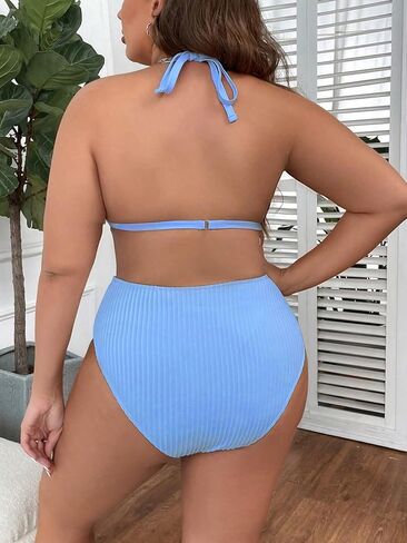 Floerns Women's Plus Size 2 قطعة بدلة السباحة لؤلؤة High High Weist Bikini مجموعة in Kuwait