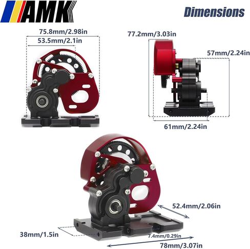 AMK Aluminium 1/10 Scale Transmission SCX10 II علبة التروس مع لوحة التزلج ل RC Crawler AX10 SMT10 VANQUISH VS4-10 SCX10 ترقيات (أرجوانية) in Kuwait