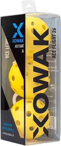 Ace Flight 26 Bickleball Balls للعب الداخلي - البوليثين الدائم للغاية ، 26 حفرة دقيقة - لا حاجة إلى الاحماء - Neon Yellow - USAPA معتمدة ، حزمة 3 | 12 in Saudi Arabia