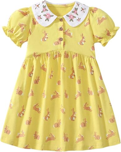 Toddler Girls' Cotton Casual Summer Dress Short Sleeve Summer Dress in Kuwait