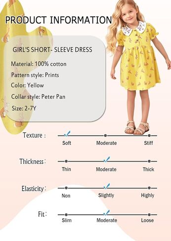 Toddler Girls' Cotton Casual Summer Dress Short Sleeve Summer Dress in Kuwait