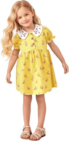 Toddler Girls' Cotton Casual Summer Dress Short Sleeve Summer Dress in Kuwait