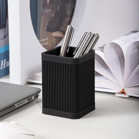 Aesthetic Pen Holder For Desk, Modern Silicone Pencil Holder, Stylish Office Desk Decor, Made of 5 mm Thickened Premium Silicone, Office Desk Organizer And Accessories (Black) in Saudi Arabia