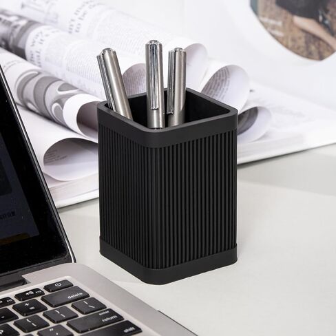 Aesthetic Pen Holder For Desk, Modern Silicone Pencil Holder, Stylish Office Desk Decor, Made of 5 mm Thickened Premium Silicone, Office Desk Organizer And Accessories (Black) in Saudi Arabia