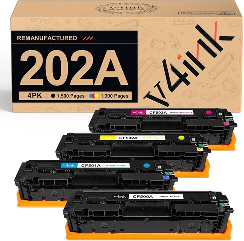 v4ink 202X CF500X Black Toner Cartridge Remanufactured Replacement for HP 202X CF500X 202A CF500A High Yield Toner use for HP Pro MFP M281fdw M281cdw M281dw M254dw M254nw M280nw Printer, 2 Packs in Saudi Arabia