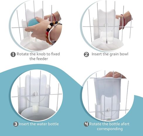 Hanging Cage Automatic Food Water Dispenser, Detachable Auto Gravity 1L Self-Feeding Feeder and Waterer Set, Crate Auto Feeder Dish for Puppy Cats Ferret Bunny Guinea Pig Small Pets in Saudi Arabia