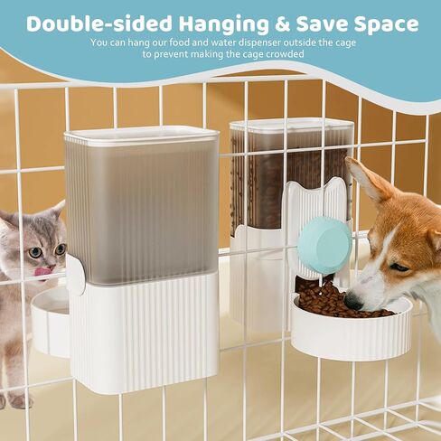 Hanging Cage Automatic Food Water Dispenser, Detachable Auto Gravity 1L Self-Feeding Feeder and Waterer Set, Crate Auto Feeder Dish for Puppy Cats Ferret Bunny Guinea Pig Small Pets in Saudi Arabia