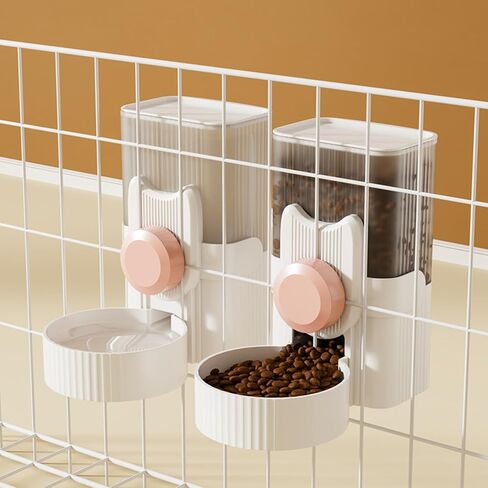 Hanging Cage Automatic Food Water Dispenser, Detachable Auto Gravity 1L Self-Feeding Feeder and Waterer Set, Crate Auto Feeder Dish for Puppy Cats Ferret Bunny Guinea Pig Small Pets in Saudi Arabia