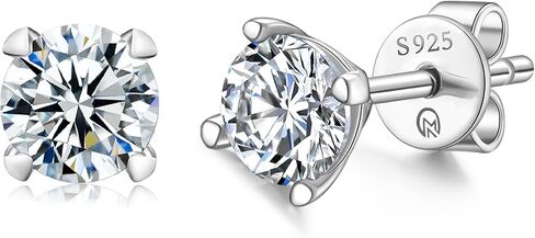 Moissanite Stud Earrings Rhodium Plated 925 Sterling Silver Earrings Moissanite Jewelry Gifts for Women Men in Saudi Arabia
