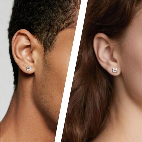 Moissanite Stud Earrings Rhodium Plated 925 Sterling Silver Earrings Moissanite Jewelry Gifts for Women Men in Saudi Arabia