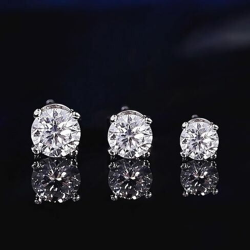 Moissanite Stud Earrings Rhodium Plated 925 Sterling Silver Earrings Moissanite Jewelry Gifts for Women Men in Saudi Arabia