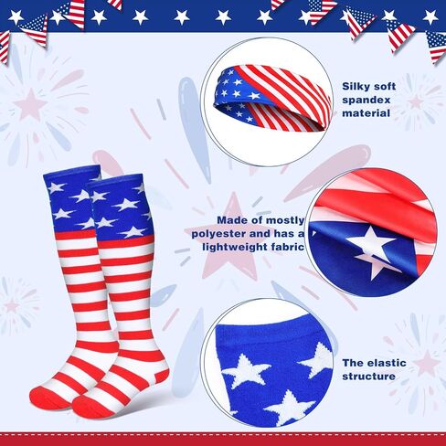 Liitrsh American Flag Dress Set for Women Include Patriotic Flag Dress American Flag Socks Bandana for 4th of July in Saudi Arabia