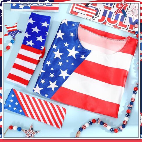 Liitrsh American Flag Dress Set for Women Include Patriotic Flag Dress American Flag Socks Bandana for 4th of July in Saudi Arabia
